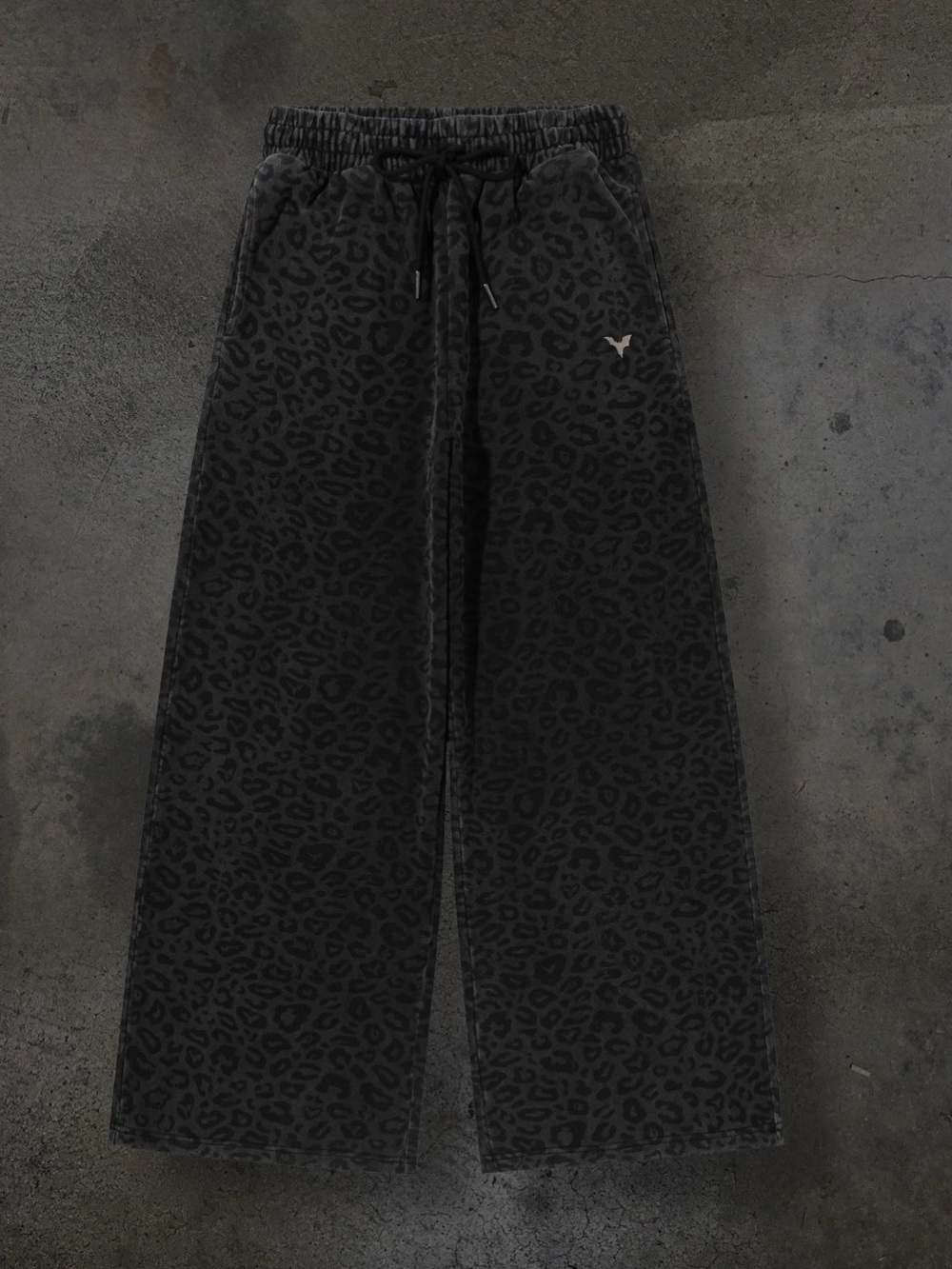 Ditch LA Charcoal Black Leopard Print Wide Leg Sweatpants